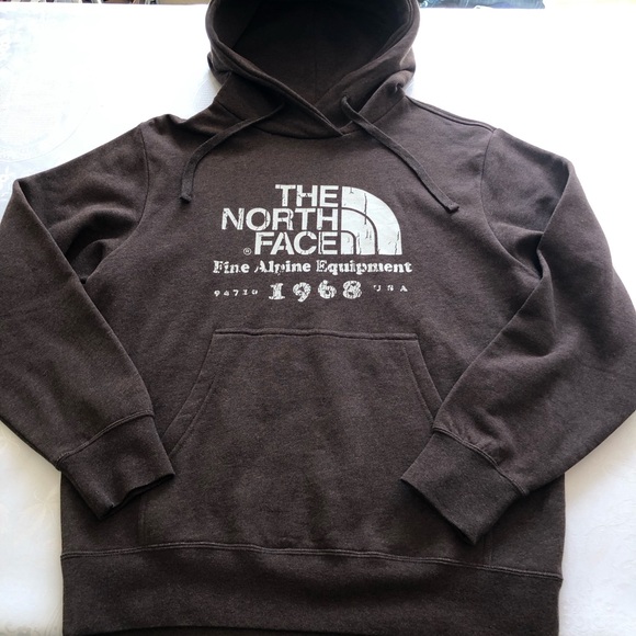 The North Face Vintage Brown Fleece Hoodie Sweatshirt Men’s Size M Large Pocket - Picture 1 of 13